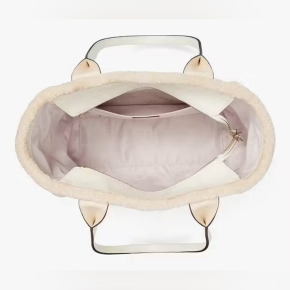 ♠️Kate Spade♠️$459 RETAIL New York Jett Faux Shearling Tote, Large, Merengue NWT - Picture 3 of 15